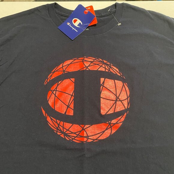 Champion T-Shirt Men's Size Medium Navy Blue Graphic Print New Logo Athleticwear - Picture 2 of 8